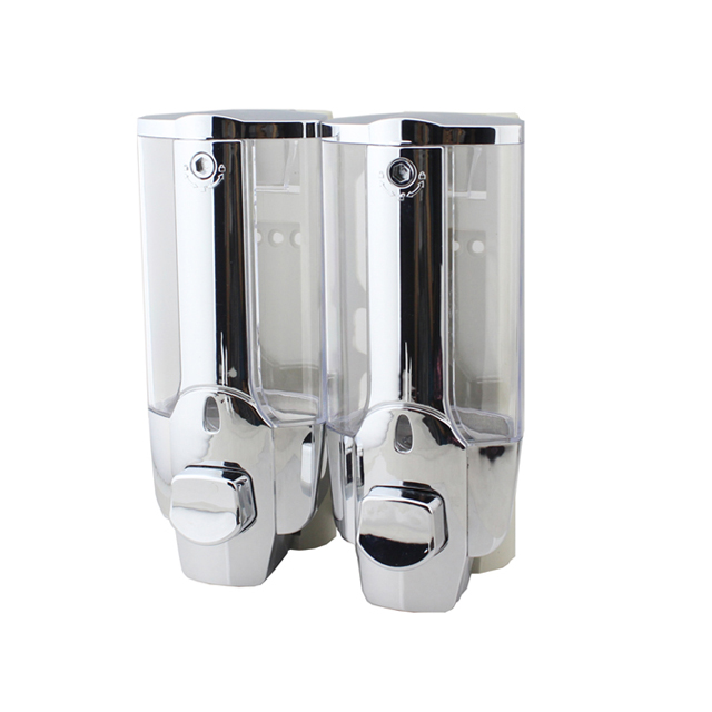 OJ-YL21C-D Bilik Mandi 300ml*2 ABS Chrome Manual Sabun Cecair Dispenser Tingkap Visual Sanitary Wall Mounted Cecair Sabun Dispenser