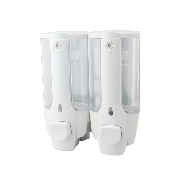 OJ-YL21W-D Bilik Mandi 300ml*2 ABS Putih Manual Dispenser Sabun Cecair Tingkap Visual Sanitary Wall Mounted Liquid Soap Dispenser